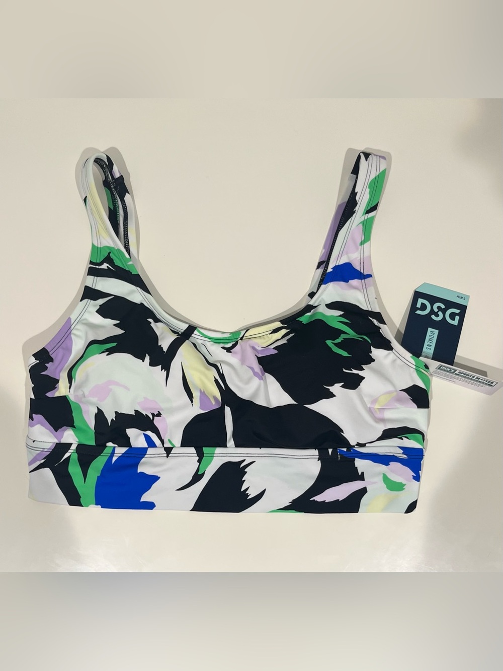 DSG longline scoop neck bikini top — rush floral NWT